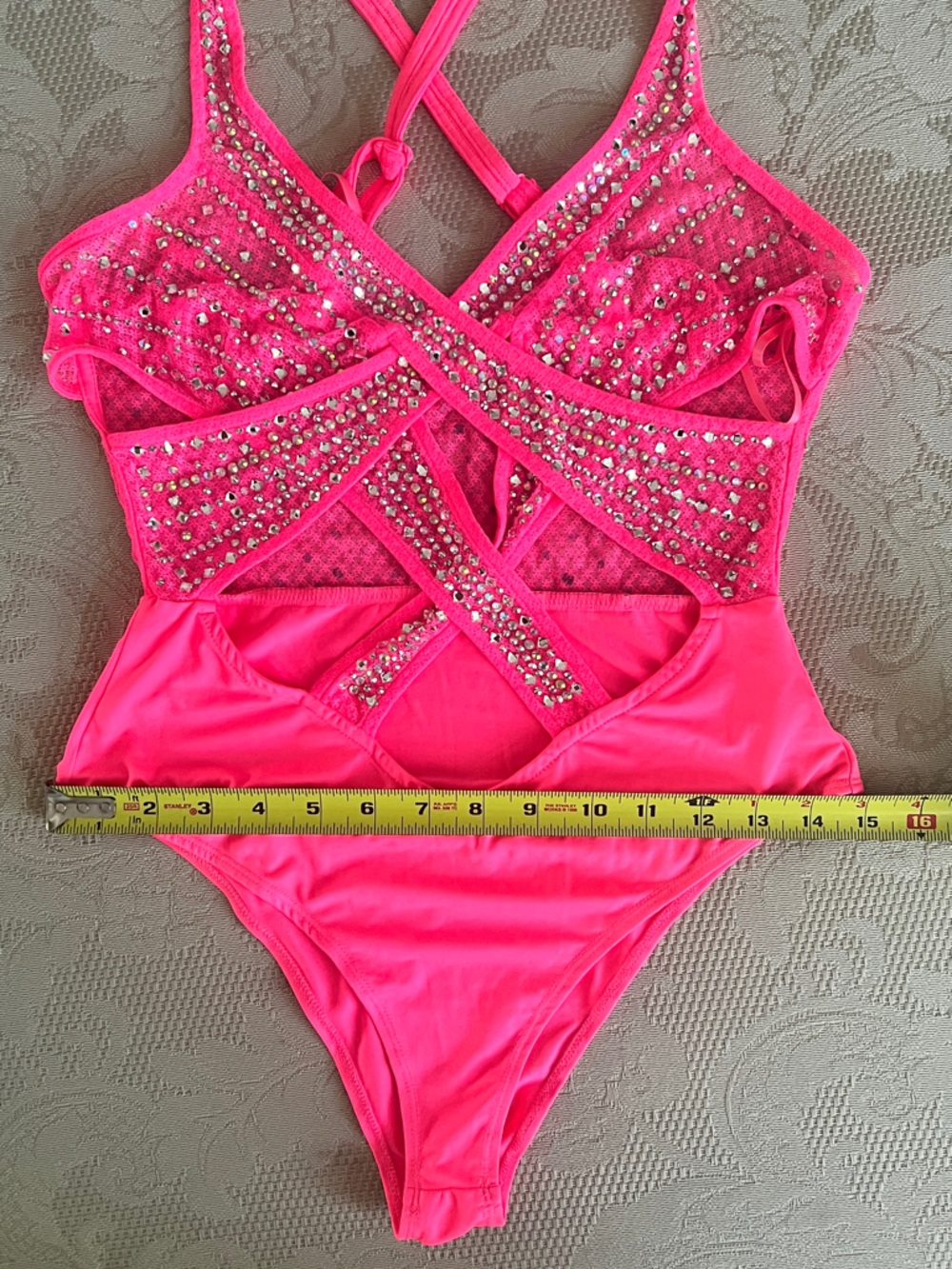 Hot Pink Rhinestone One-Piece Set - Picture 7 of 7